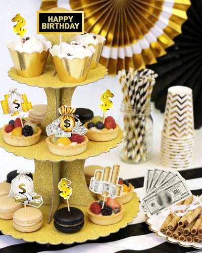 10PCS Money Theme Cake Toppers Dollar Bill Sign Party Decorations