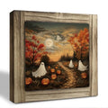 Ghost Pumpkin Path Wood Plaque Sign - Halloween Desk Decor Style 06