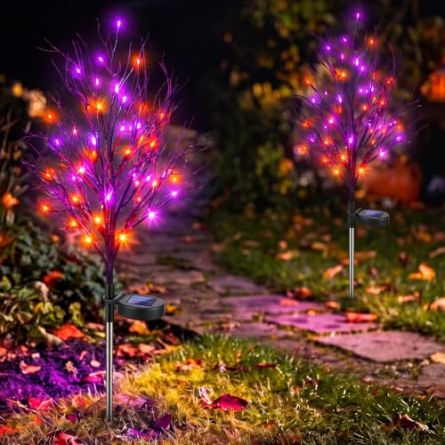 Outdoor Solar Halloween Tree Lights Set - Waterproof 31.5 Inch Decoration