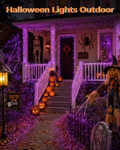 Halloween Fairy Lights Plug-in String Lights - Orange & Purple, 200 LEDs