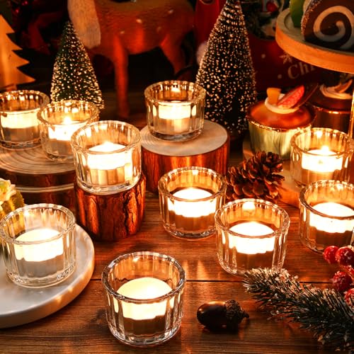 Clear Glass Ribbed Tealight Candle Holders Set of 100 - Durable Votive Decor