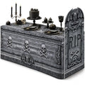 Halloween Tombstone Table Decoration Set with Cardboard Cutout & Cover - Spooky Cemetery Theme - Tombstones Variation