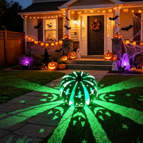 Halloween Pumpkin Iron Projection Lamp Shade - Waterproof Outdoor Yard Decor
