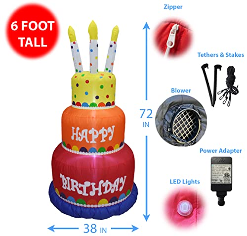 Birthday Party Decorations Bundle with Inflatable Dinosaur & Cake - Indoor Outdoor Festive Decor