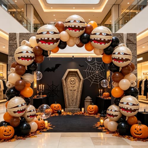 2-Pack 22-Inch Mummy Head Foil Balloons for Halloween & Egyptian Theme Decor