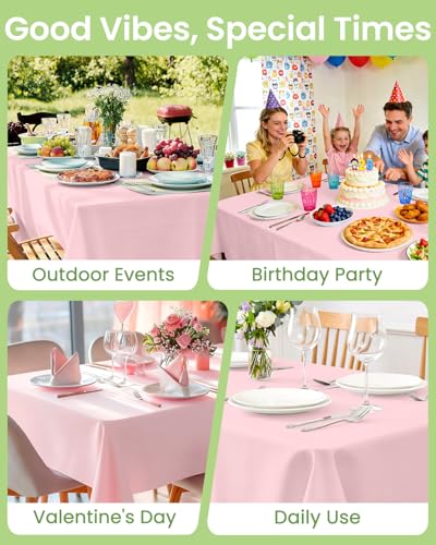 Disposable Pink Plastic Tablecloth 54x108 Inches - Pack of 4 for Events