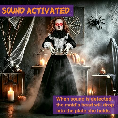 Halloween Animatronic Standing Maid Decoration - 5.3FT Outdoor Haunted Prop