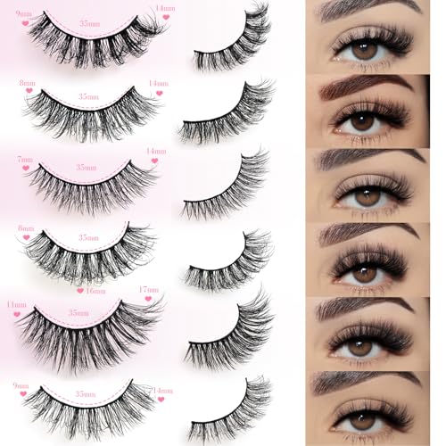 False Eyelash Pack 30 Pairs - 6 Styles Wispy Fluffy Strip Lashes for Daily Use – Natural, Cat Eye & Beginner Friendly