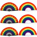 Large Pride Rainbow Fan Hand Fan - Black & White 6 Pack LGBTQ Festival Summer