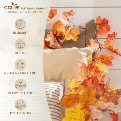 14 Pack Fall Leaf Garland - 82.6Ft Autumn Maple Leaves for Thanksgiving & Home Decor