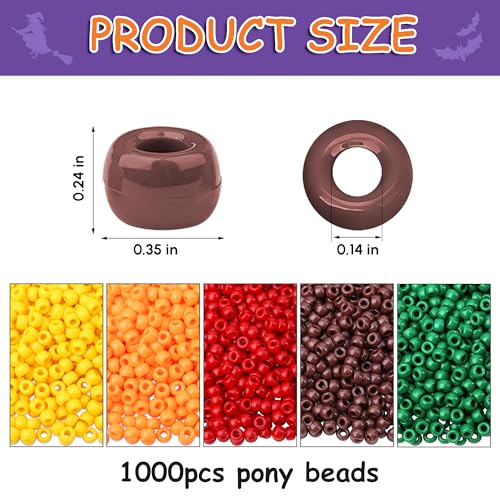 Multicolor Fall Pony Beads Set 1000 Pcs for Jewelry & Craft Gifts