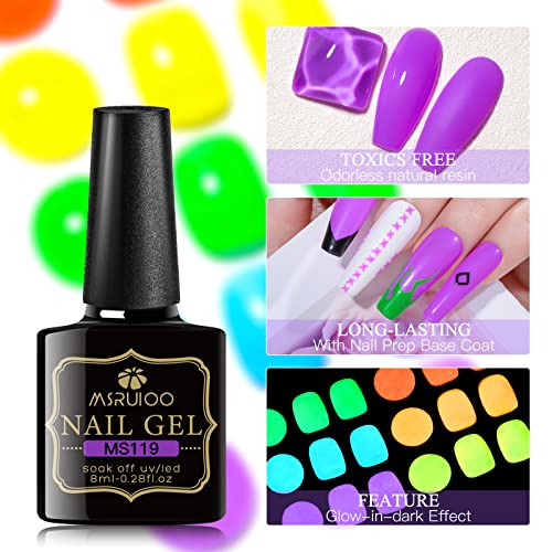 Glow in the Dark Neon Gel Nail Polish Set - 6 Fluorescent Colors for DIY Nail Art