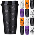Halloween Witch Themed Coffee Cups - 16 oz, 12 Pack with Lids - Ghost Variation