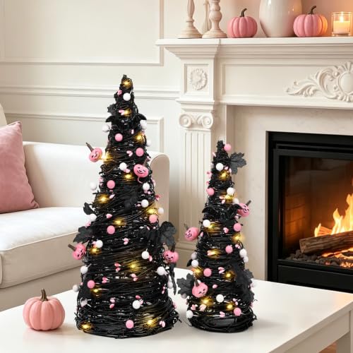 Pink Lighted Halloween Tree - Black Halloween Decorations for Home - Variation of THIS listing
