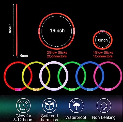500 PCS Red Glow Sticks Bracelets & Necklaces Bulk with Connectors - Glow in The Dark Party Supplies - Variation: 500red