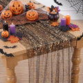 Black Gold Metallic Foil Table Runner 12pcs 28x120 Inches - Sheer Gauze Fabric