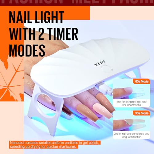 Golden Fall Leaves Gel Nail Polish Kit with UV Light - 12 Colors & Manicure Tools
