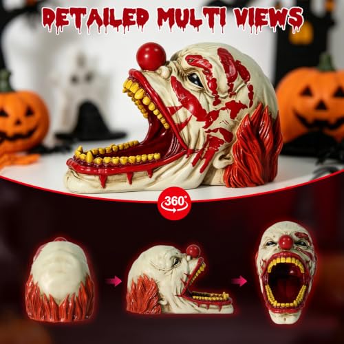 Halloween Candy Bowl Clown Decor - Motley Halloween Indoor Outdoor Resin Statue