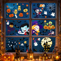 Halloween Window Clings - 9 Sheets Spooky Decorations for Home & Party - Witch Ghost Pumpkin
