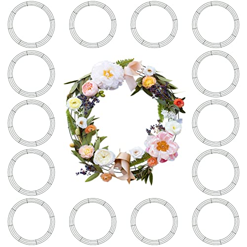 15 Pack 14 Inch Wire Wreath Frames for DIY Floral Holiday Decorations - Green
