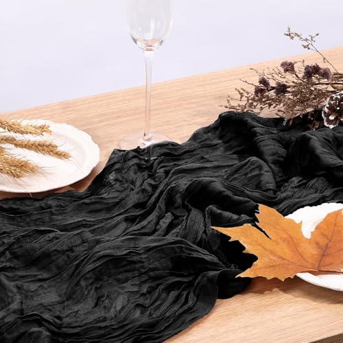 Black Cheesecloth Table Runner 120 Inch Halloween & Fall Decor - 1 Pack