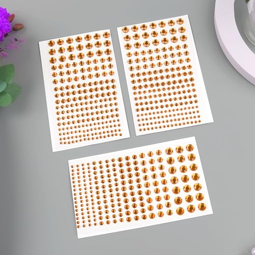 Self-Adhesive Face Gems Pearls for Makeup and Hair - 06 Orange, 591pcs