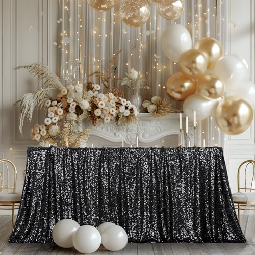 Black Sequin Rectangular Tablecloth 90x132 Inch Sparkly Fabric for Weddings & Parties - Variation of THIS listing