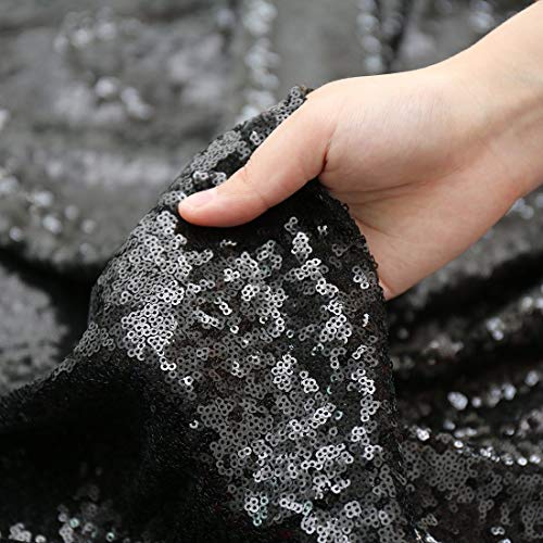 120 Inch Black Sequin Round Tablecloth for Halloween Party & Event Decor - Poise3EHome
