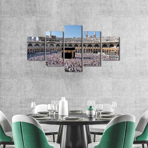 Mosque Wall Art Canvas Print - Mecca Saudi Arabia Prayer Wall Decor 60''Wx32''H - Variation of Artwork-11