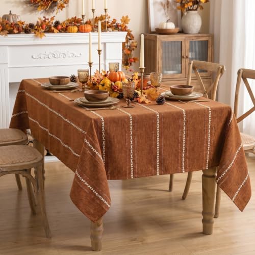 Horaldaily Fall Caramel Rectangular Tablecloth - 60x140 Inch Rustic Style Variation