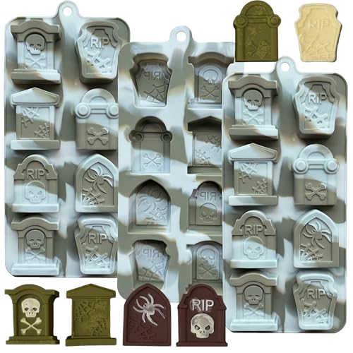 Halloween Tombstone Silicone Mold 3 Pack - Candy, Chocolate, Soap & Ice Cubes