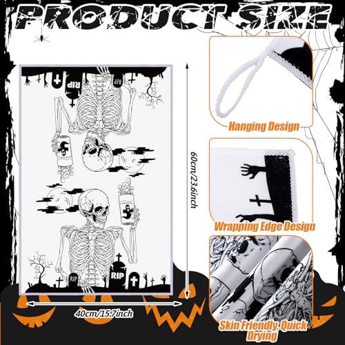 Pickmesh Skeleton Halloween Oven Mitts & Kitchen Towels Set - Spooky Kitchen Decor