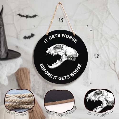 Gothic Skeleton Wood Sign Decor - Halloween Wall Art for Front Door - Variation Gothic22