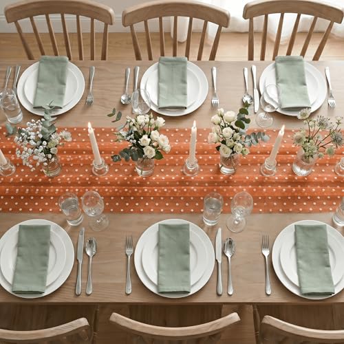 Caramel Gauze Flocking Table Runner 28 x 120 Inches for Fall Weddings & Events
