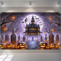 Halloween Backdrop Witch Graveyard Banner - 71 x 43 Inches for Party & Photo Booths