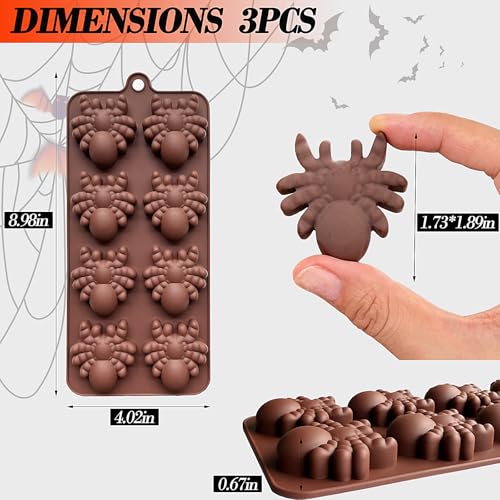 Halloween Chocolate & Candy Mold Set - Spider & Bat Silicone Molds, Brown Variation