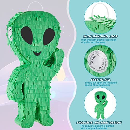 Alien Piñata with Stick, Blindfold & Confetti for Kids Party - Space Theme