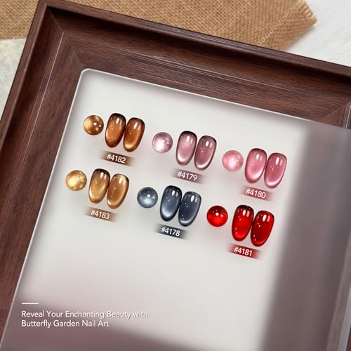 GAOY Glassy Cat Eye Gel Nail Polish Set 6 Colors - Butterfly Garden Variation