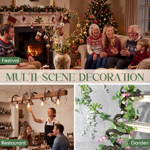 3 Pack Bendable Fake Tree Branches for Halloween & Holiday Decoration - 98 Inches
