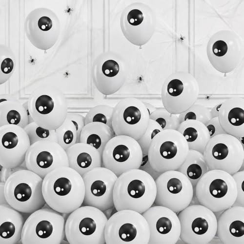 Halloween Eyeball Balloons - White, 50 Pack, 5 Inch Mini Latex Party Decorations
