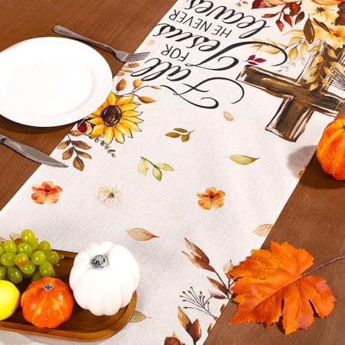 Fall Pumpkin Cross Table Runner 13x72 Inch for Home Decor - Fall Seasonal