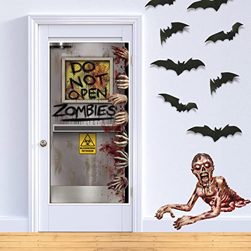 Zombie Lab Door Covers - 2 Pieces Halloween Scary Haunted Door Decor - 5ft x 30in Variation of Halloween / Zombies Lab