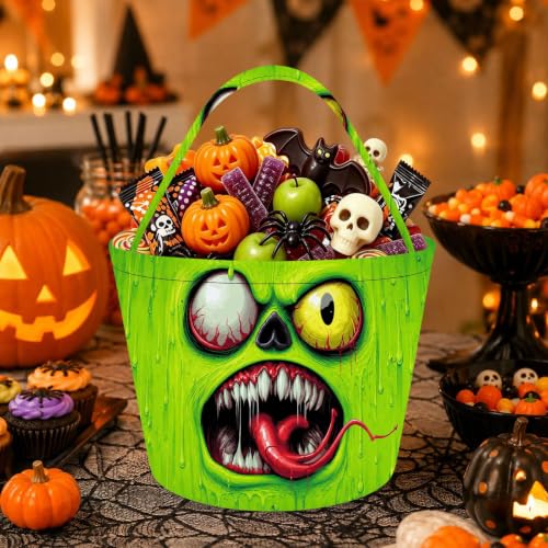 Monster Trick or Treat Bag - Foldable Candy Bucket for Halloween Party - 1 Pack