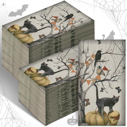Halloween Disposable Hand Towels Gothic Crow - 200 Pack Bathroom Napkins