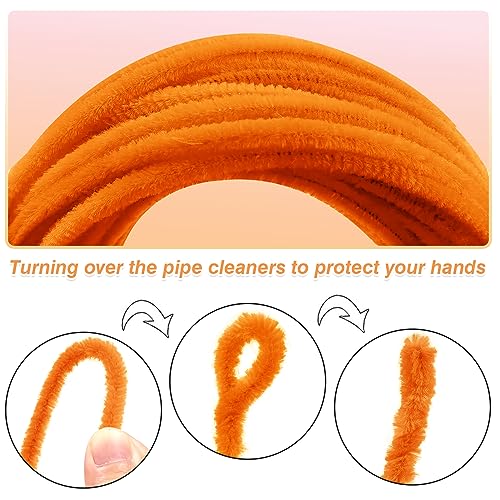 Orange Pipe Cleaners 100pcs Chenille Stems for Crafts & DIY Projects