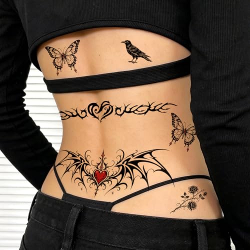 Gothic Dark Y2K Barbed Wire Temporary Tattoos Set - 13 Sheets for Adults Men Women