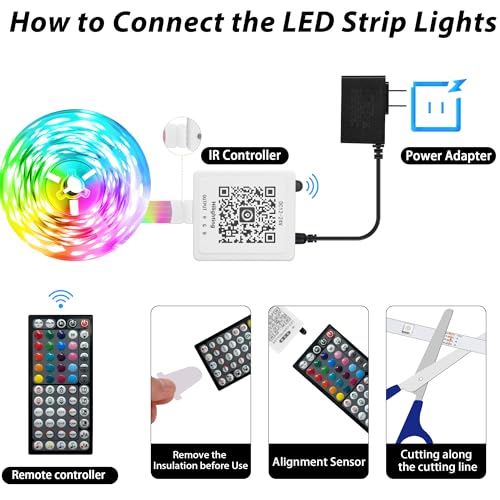 LED Lights 65.6 ft RGB LED Strip Light for Bedroom - Music Sync & App Control