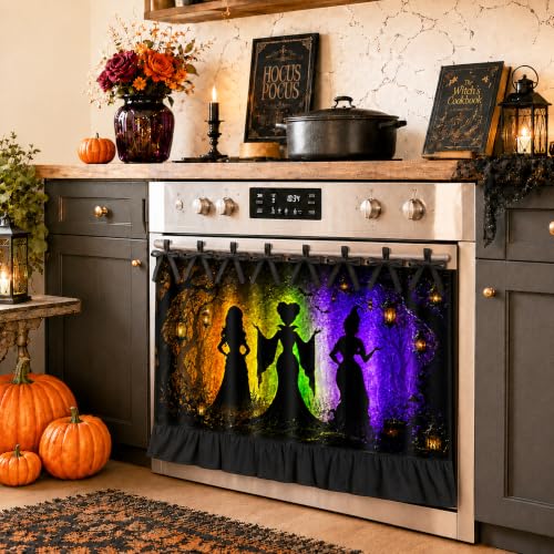 Hocus-Pocus Witches Oven Skirt Decoration - Halloween Kitchen Curtain