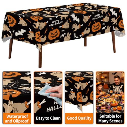 Halloween Pumpkin Tablecloth Set - 4 Pack 54x108 Inch Plastic Halloween Party Covers