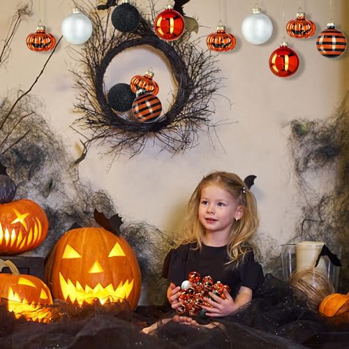 12 Pack Halloween Tree Ornaments - Small Glass Holiday Decorations Set12-1